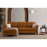 Vivense Inci Yataklı Bazalı Köşe Koltuk, Sol, Turuncu - 256 cm x 193 cm x 91 cm