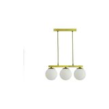 Vivense Irem Sıralı Üçlü Beyaz Camlı Eskitme Gold Kasalı Avize
