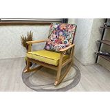 Vivense İskandinav Puflu Sallanan Sandalye, Retro, Naturel Ayak Çok Renkli