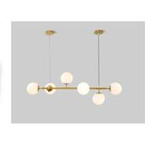 Vivense Kabarık Camlı Altılı Eskitme Gold Avize Beyaz Camlı - 120 cm x 15 cm x 75 cm