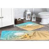 Vivense Kaymaz Taban Dijital Baski İkili Banyo Paspasi, 100x60 + 60x50 Cm Rvg5000 Bej
