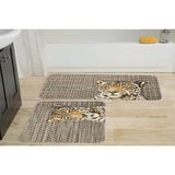 Vivense Kaymaz Taban Dijital Baskı Ikili Banyo Paspası, 100X60 + 60X50 cm RVG5001 - Bej - 60 cm x 100 cm x 1 cm