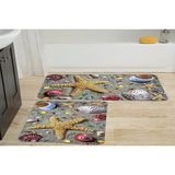 Vivense Kaymaz Taban Dijital Baskı Ikili Banyo Paspası, 100X60 + 60X50 cm RVG5007 - Bej - 60 cm x 100 cm x 1 cm
