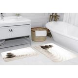 Vivense Kaymaz Taban Dijital Baskı Ikili Banyo Paspası, 100X60 + 60X50 cm RVG5009 - Bej - 60 cm x 100 cm x 1 cm