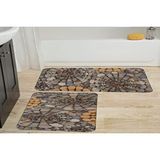 Vivense Kaymaz Taban Dijital Baski İkili Banyo Paspasi, 100x60 + 60x50 Cm Rvg5010 Kahverengi