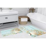 Vivense Kaymaz Taban Dijital Baski İkili Banyo Paspasi, 100x60 + 60x50 Cm Rvg5013 Mavi