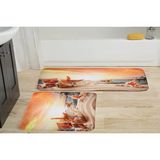 Vivense Kaymaz Taban Dijital Baskı Ikili Banyo Paspası, 100X60 + 60X50 cm RVG5019 - Pembe - 60 cm x 100 cm x 1 cm