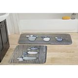 Vivense Kaymaz Taban Dijital Baski İkili Banyo Paspasi, 100x60 + 60x50 Cm Rvg5020 Gri