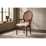 Vivense Kollu Madalyon Sandalye, Ceviz Ahşap, Krem Kumaş - 45 cm x 45 cm x 102 cm