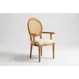 Vivense Kollu Madalyon Sandalye, Naturel Ahşap, Krem Kumaş - 45 cm x 45 cm x 102 cm