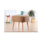 Vivense Lamberr Teddy Kürk Puf, Kahve - 45 cm x 45 cm - Beyaz