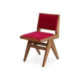 Vivense Laren Açık Ceviz Kolsuz Ahşap Sandalye Kırmızı Döşemeli - 46 cm x 43 cm x 77 cm