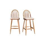 Vivense Laura Natural Ahşap Bar Sandalyesi, 2 Adet - Naturel - 43 cm x 43 cm x 110 cm
