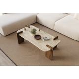 Vivense Leapiri Orta Sehpa Modern Mermer Desen - 120 cm x 60 cm x 35 cm - Krem