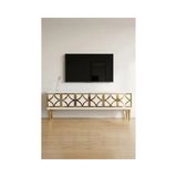 Vivense Lem Tv Sehpası Beyaz Gold 120 cm TSA1237BG - 120 cm x 30 cm x 40.5 cm