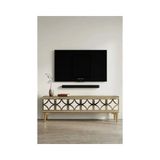 Vivense Lem Tv Sehpası Safirmeşe Beyaz Gold 120 cm TSA1237DBG - 120 cm x 30 cm x 40.5 cm