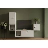 Vivense Leron 3 Kapaklı Geniş Depolama Asma Televizyon Ünitesi Çok Bölmeli Modüler Tv Seti Mst Tvt 1055 - Beyaz - 167 cm x 30 cm x 133 cm