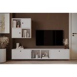 Vivense Leron 4 Kapaklı Yüksek Depolama Asma Televizyon Sehpası Çok Bölmeli Modüler Tv Ünitesi Kbr Tvt - Beyaz - 197 cm x 30 cm x 132 cm
