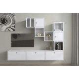 Vivense Leron Ahenk Yaşam Alanı Modüler Tv Sehpası ve Duvar Rafları Pnr Tvt 1001 - Beyaz - 197 cm x 30 cm x 150 cm