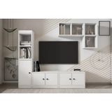 Vivense Leron Eva Açık Duvar Raflı Kitaplıklı 5 Kapaklı Modern Beyaz Tv Ünitesi Hvv Tvt 1005 - 165 cm x 40 cm x 173 cm