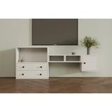 Vivense Leron Maksimalist Midas Fonksiyonel 1 Kapak 2 Çekmeceli Beyaz Tv Sehpası - 167 cm x 30 cm x 66 cm