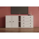 Vivense Leron Vega Fonksiyonel Dekoratif 2 Kapak 4 Çekmeceli Geniş Tv Ünitesi - Beyaz - 147 cm x 30 cm x 66 cm