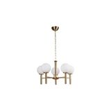 Vivense Luke Beşli Eskitme Beyaz Camlı Avize - 64 cm x 1 cm x 70 cm