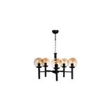 Vivense Luke Beşli Siyah Bal Camlı Avize - 64 cm x 1 cm x 70 cm - Sarı