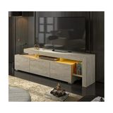 Vivense Luma LED Işıklı Tv Ünitesi, Konsol Traverten Desen, 192 cm - Meşe - 180 cm x 35 cm x 50 cm