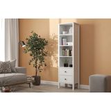 Vivense Lumera Konsol Vitrin, 2 Çekmeceli 4 Raflı - 50 cm x 34 cm x 180 cm - Beyaz