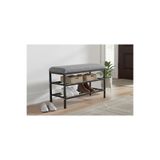 Vivense Luxe Keten Kumaşlı Puf Ayakkabılık Bench, Gri