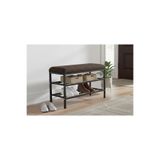 Vivense LUXE KETEN KUMAŞLI PUF AYAKKABILIK BENCH, KAHVE