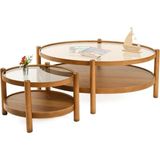 Vivense Magnum Ikili Orta Sehpa, Ceviz Bronz Cam - 80 cm x 110 cm x 48 cm