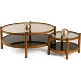Vivense Magnum Ikili Orta Sehpa, Ceviz Siyah Mermer - 80 cm x 110 cm x 48 cm