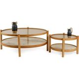 Vivense Magnum Ikili Orta Sehpa, Meşe Beyaz Mermer - 80 cm x 110 cm x 48 cm