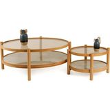 Vivense Magnum Ikili Orta Sehpa, Meşe Gri Mermer - 80 cm x 110 cm x 48 cm