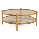 Vivense Magnum Orta Sehpa, Meşe Beyaz Mermer - 80 cm x 110 cm x 48 cm