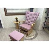 Vivense Mama Puflu Sallanan Sandalye, Anka Pembe, Naturel Ahşap