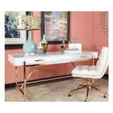 Vivense Mandy Metal Çalışma Masası, Gold Beyaz - 160 cm x 75 cm x 76 cm