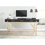 Vivense Mandy Metal Çalışma Masası, Gold Siyah - 160 cm x 75 cm x 76 cm