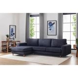 Vivense Merlin Mini Köşe Koltuk, Ceviz, Kalın Kol, Şönil, Lacivert - 80 cm x 160 cm x 80 cm