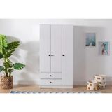 Vivense Metalia Home Düğme Gardırop, 3 Kapaklı 2 Çekmeceli - 90 cm x 44 cm x 175 cm - Beyaz