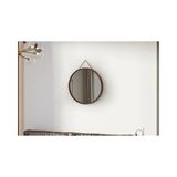 Vivense Mirora Yuvarlak Dekoratif Duvar Aynası, Yerli Ceviz, 48 cm