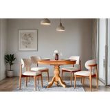 Vivense Miros Natural Ahsap Döşemeli Açılır Masa Takımı, 80X120 - Naturel - 80X120 ACILDIGINDA 80X150 CM