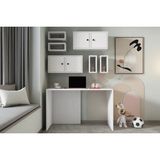 Vivense Modüler Çalışma Masası, Duvar Dolaplı Etüt Seti - 120X60X143 - Beyaz