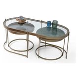 Vivense Nil Orta Sehpa Takımı, Pirinç Eskitme - 120 cm x 60 cm x 50 cm