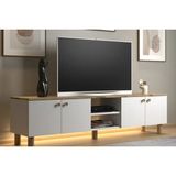 Vivense Nora Bohem Ledli Tv Ünitesi, 4 Kapaklı 2 Raflı, 180 cm - Beyaz - 180 cm x 35 cm x 47 cm