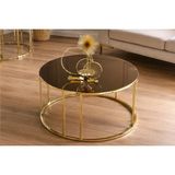 Vivense Norel C Orta Sehpa Bronz Ayna Gold Metal Ayak - 70 cm x 70 cm x 45 cm