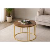Vivense Norel C Orta Sehpa Koyu Ceviz Suntalam Gold Metal Ayak - 70 cm x 70 cm x 45 cm - Koyu Kahverengi