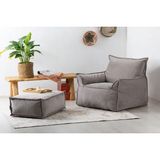 Vivense Notre Set Koltuk Puf, Açık Gri - 85 cm x 80 cm x 75 cm